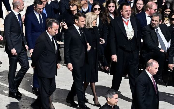 France's President Emmanuel Macron and France's First Lady Brigitte Macron/Screengrab