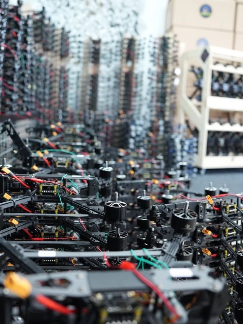 Inside of a drone making factory in Russia.