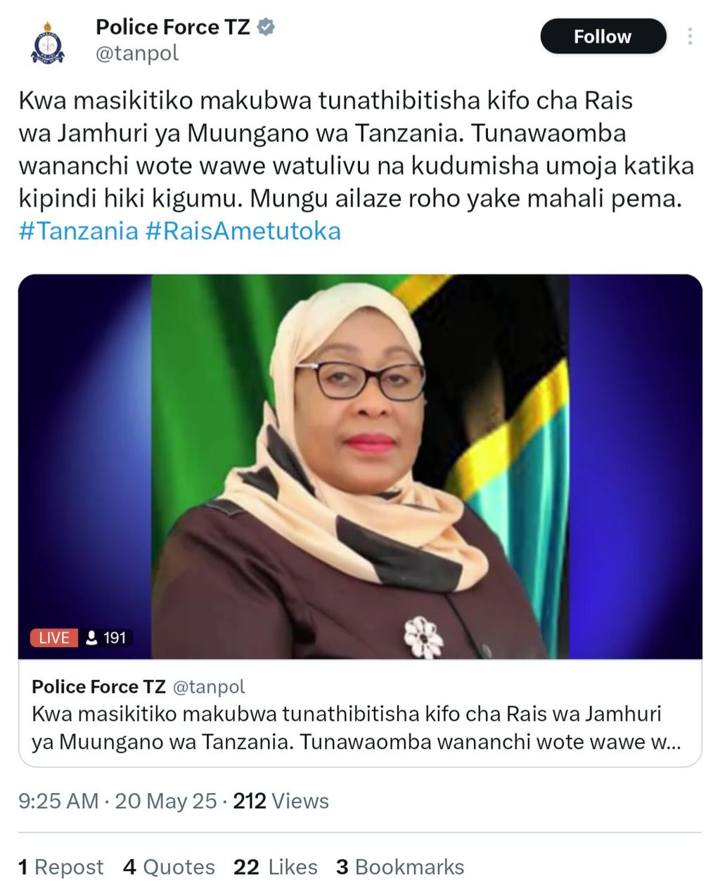 Tanzania police X account hacked
