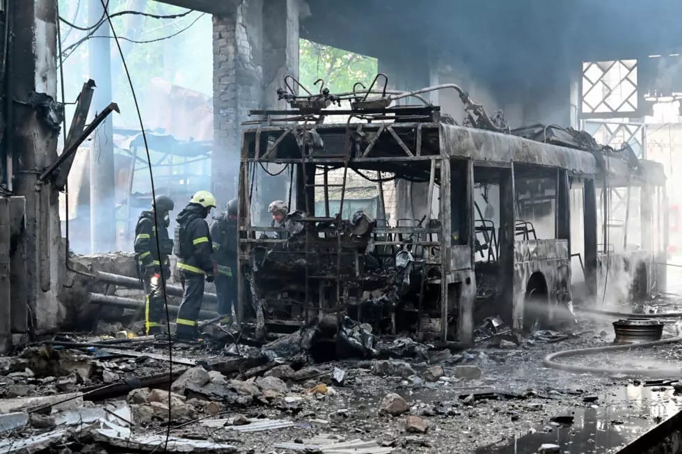 Ukraine's air force said it was hit by 472 Russian drones and seven missiles overnight SERGEY BOBOK / AFP