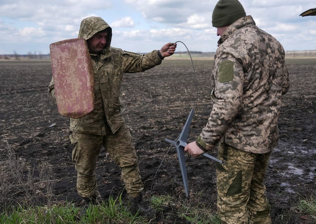 Starlink became a crucial communications tool for Ukraine after Russia launched its full-scale invasion in 2022. Here, Ukrainian soldiers earlier this year set up a Starlink terminal near front lines. REUTERS