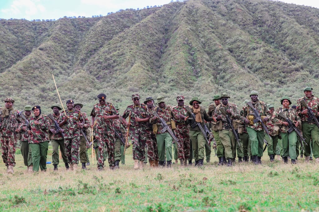 Kenyan police officers during a joint training session.