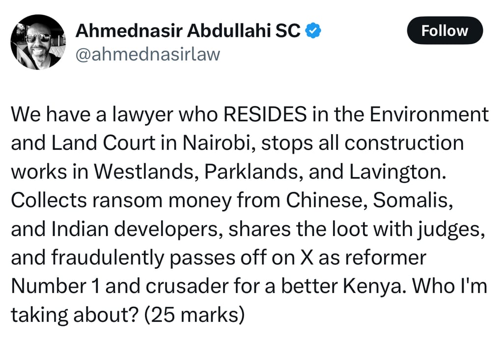 The bombshell Ahmednasir tweet exposing the notorious lawyer.