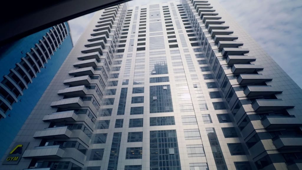 Warsan Tower in Dubai, from which Monic Karungi fell in May 2022
