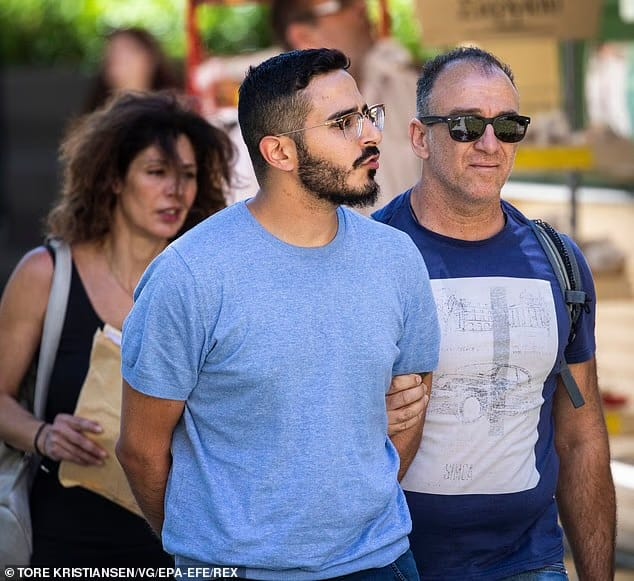 Tinder swindler Simon Leviev (C) is expelled from the city of Athens, Greece, July 2019 