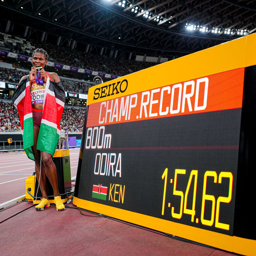 Lilian Odira during the women’s 800m final at the World Athletics Championships in Tokyo.