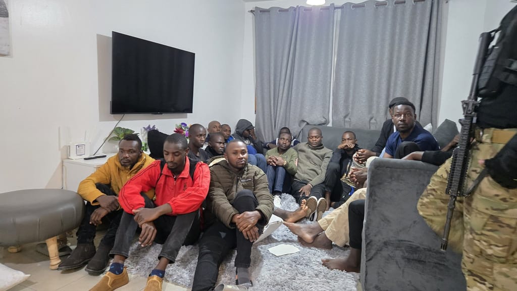 Some of the 21 Kenyans who were found at the Great Wall Apartments in Athi River were waiting to be processed to travel to Russia. (Photo: DCI)