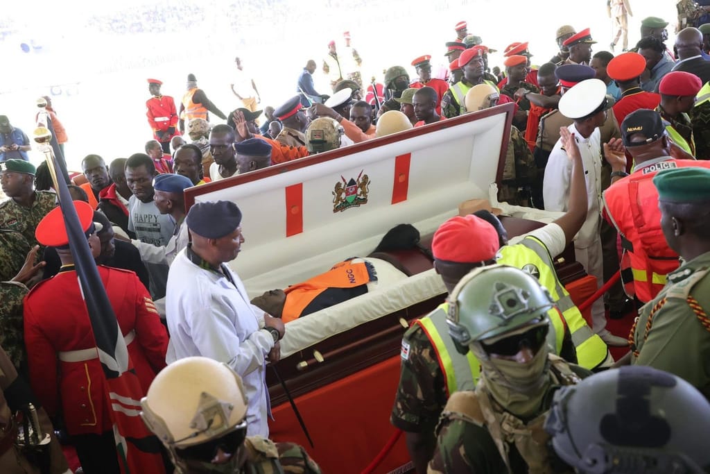 Public viewing of Odinga’s body at Mamboleo Grounds, Kisumu.
