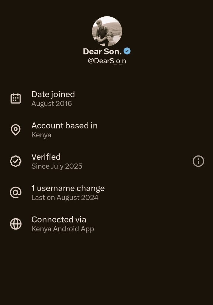 A screenshot of X’s ‘About This Account’ feature displaying a user’s country of origin.