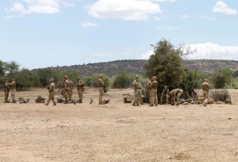 Soldiers are seen during a training session under the British Army Training Unit Kenya (BATUK), at a camp in Laikipia, Kenya, September 30, 2018 [File: Thomas Mukoya/Reuters]