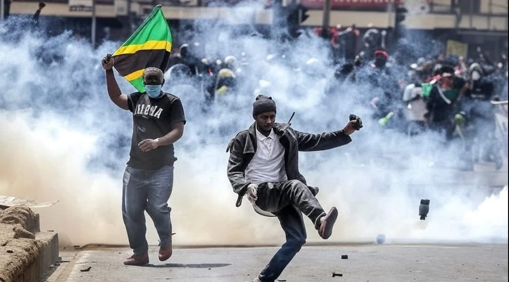 Protesters in Tanzania.