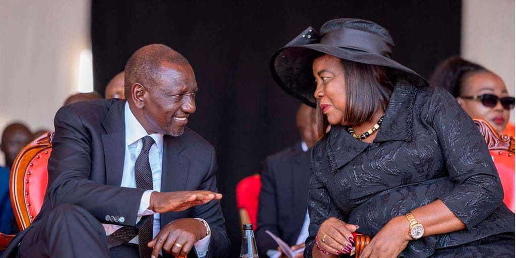 President William Ruto and Mama Ida Odinga during Raila Odinga's funeral service at Jaramogi Oginga Odinga University of Science and Technology grounds in Siaya County.