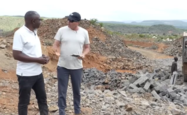 PHOTO | COURTESY Israeli investor Erez Rivkin, with media personality Alex Chamwada, at his real estate firm in Solai, Nakuru County.