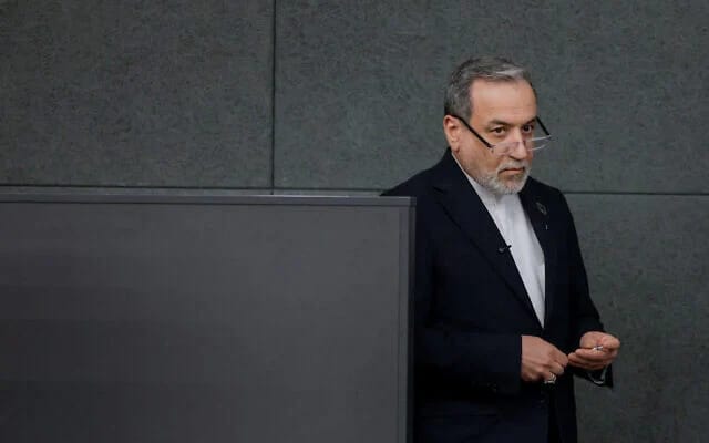 Iran’s Foreign Minister Abbas Araghchi looks on after he delivered a speech during a session of the United Nations Conference on Disarmament, on the sideline of a second round of US-Iranian talks with Washington in Geneva, on February 17, 2026. (Valentin Flauraud / AFP)