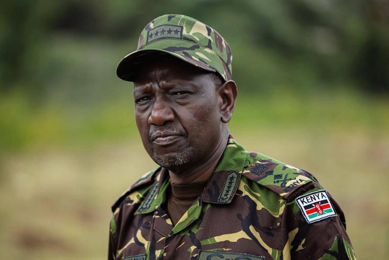 PHOTOS: Ruto Stuns in First Symbolic Appearance in Full Kenya Army Combat Uniform